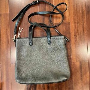 Madewell Pebble Brown Black Leather Crossbody Handbag Double‎ Handle Bag Purse